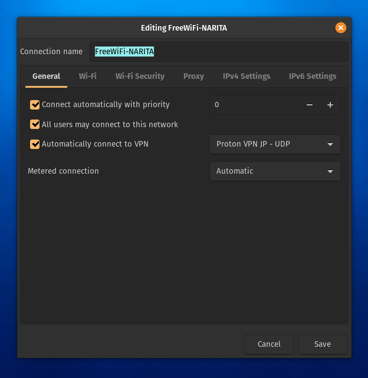 Connection Editor, second screen